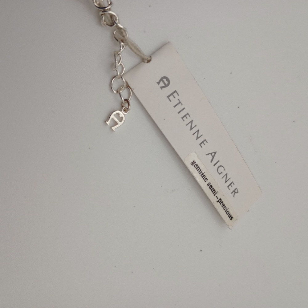 Etienne Aigner Silver-Tone Filigree Round Semi-Precious Pendant Necklace w/ Box‎ - Picture 11 of 14